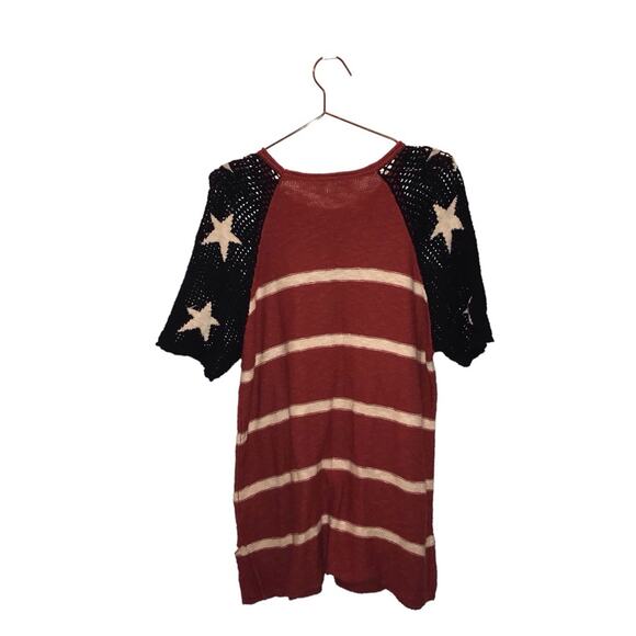 Easel Crochet patriotic Star Sleeve Sweater size small - Picture 2 of 4
